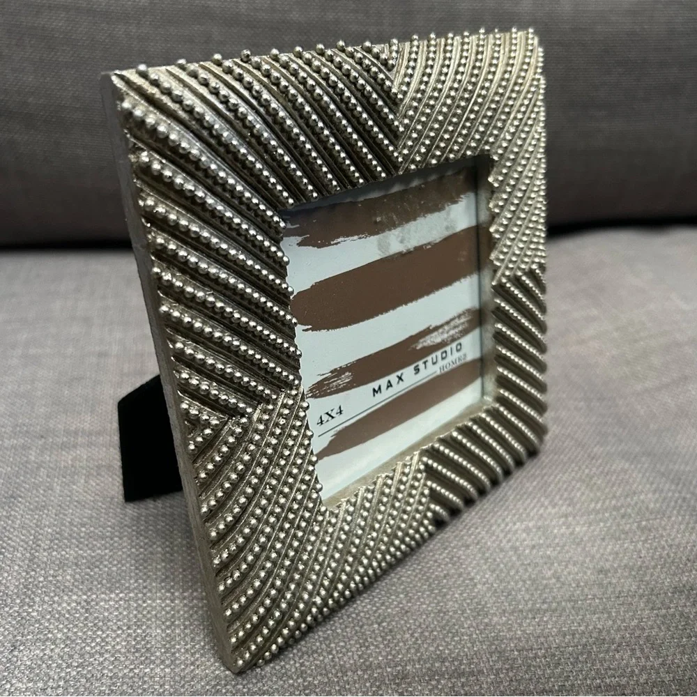 Vtg MAX STUDIO Metallic Textured Geometric Design Picture Frame #10202510